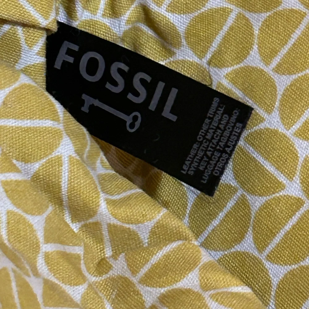 FOSSIL Key Per Coated Canvas Leather Trim Multi Pattern Hobo  Purse